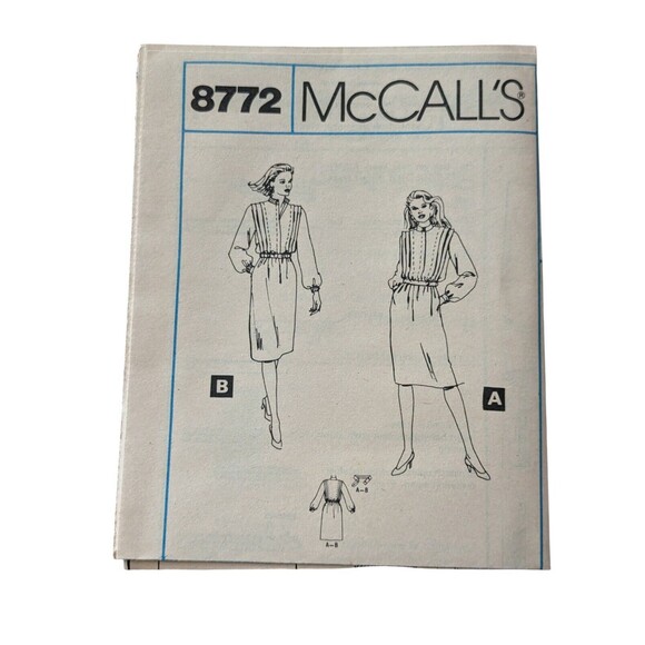 Vintage Sewing Pattern McCalls Women Dress #8772 Size 12 Uncut 80s Style Belt - Picture 3 of 6